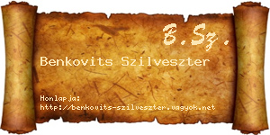 Benkovits Szilveszter névjegykártya